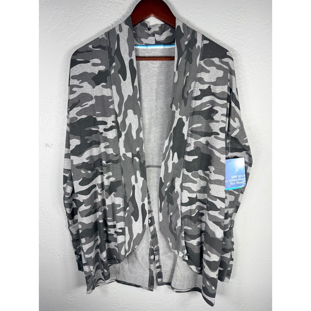 Coolibar LumaLeo Sun Wrap Womens XS Grey Camo UPF 50+ Cardigan 10435 NEW